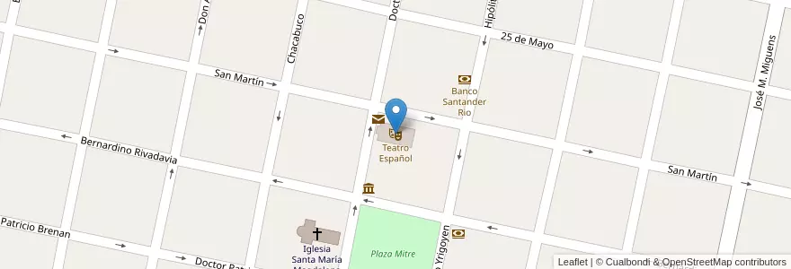 Mapa de ubicacion de Teatro Español en アルゼンチン, ブエノスアイレス州, Partido De Magdalena.