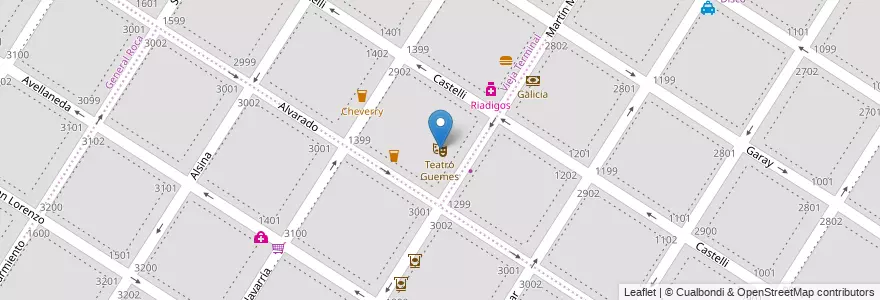 Mapa de ubicacion de Teatro Guemes en Arjantin, Buenos Aires, Partido De General Pueyrredón, Mar Del Plata.