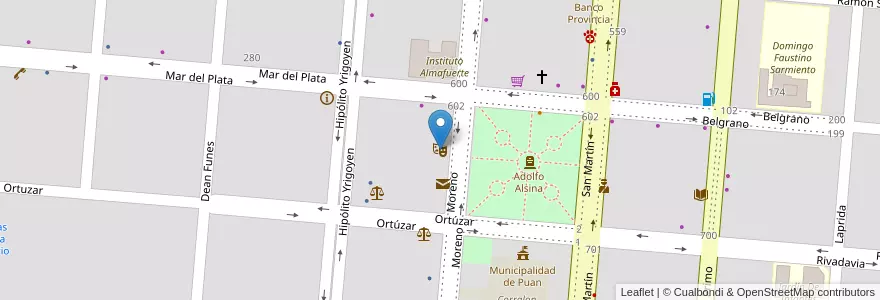 Mapa de ubicacion de Teatro Hispano Argentino en アルゼンチン, ブエノスアイレス州, Partido De Puan, Puan.
