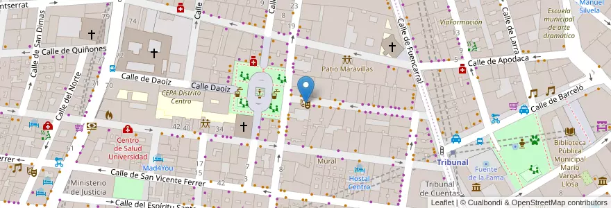 Mapa de ubicacion de Teatro Intemperie en 西班牙, Comunidad De Madrid, Comunidad De Madrid, Área Metropolitana De Madrid Y Corredor Del Henares, Madrid.