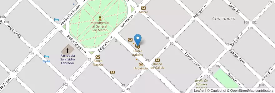 Mapa de ubicacion de Teatro Italiano en アルゼンチン, ブエノスアイレス州, Partido De Chacabuco, Chacabuco.
