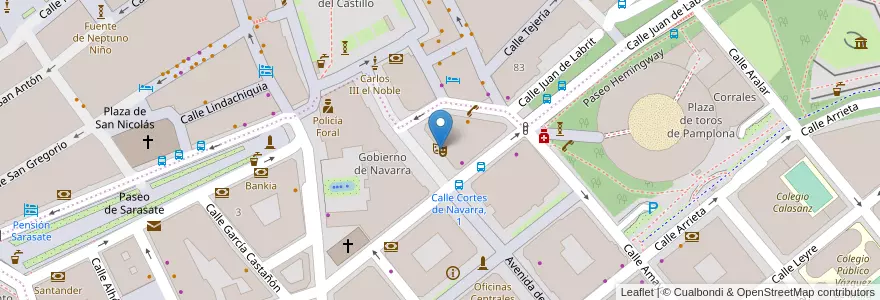 Mapa de ubicacion de Teatro Julián Gayarre en スペイン, ナバーラ州, ナバーラ州, パンプローナ.