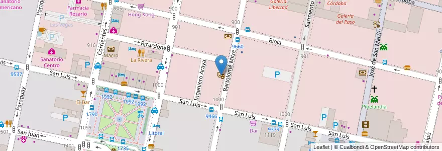 Mapa de ubicacion de Teatro La Comedia en 아르헨티나, Santa Fe, Departamento Rosario, Municipio De Rosario, 로사리오.