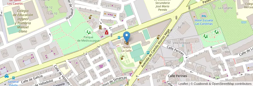 Mapa de ubicacion de Teatro La Salle en スペイン, カンタブリア州, カンタブリア州, Santander, Santander.