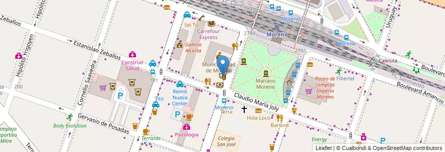 Mapa de ubicacion de Teatro Leopoldo Marechal en アルゼンチン, ブエノスアイレス州, Partido De Moreno, Moreno.