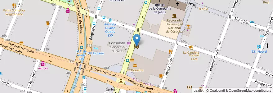 Mapa de ubicacion de Teatro Libertador San Martín en 阿根廷, Córdoba, Departamento Capital, Pedanía Capital, Córdoba, Municipio De Córdoba.