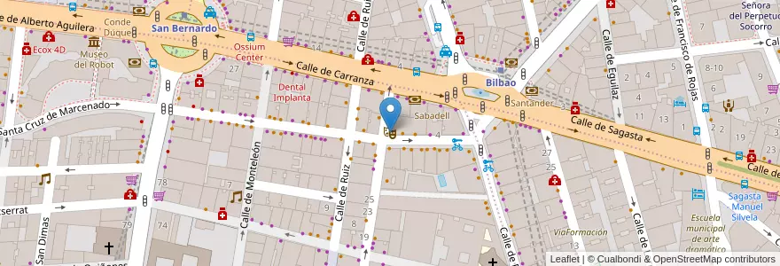 Mapa de ubicacion de Teatro Maravillas en Spanien, Autonome Gemeinschaft Madrid, Autonome Gemeinschaft Madrid, Área Metropolitana De Madrid Y Corredor Del Henares, Madrid.
