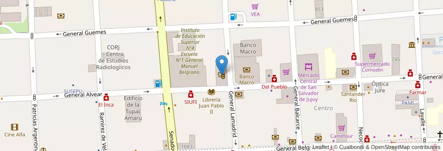 Mapa de ubicacion de Teatro Mitre en 阿根廷, Jujuy, Departamento Doctor Manuel Belgrano, Municipio De San Salvador De Jujuy.