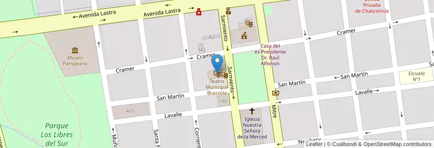 Mapa de ubicacion de Teatro Municipal Brazzola en Argentina, Provincia Di Buenos Aires, Partido De Chascomús.