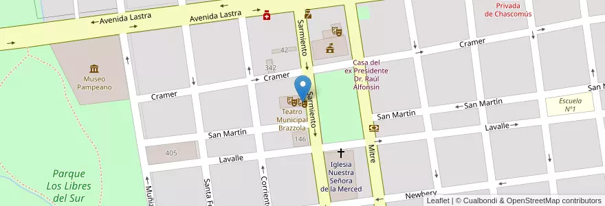 Mapa de ubicacion de Teatro Municipal Brazzola en Argentinien, Provinz Buenos Aires, Partido De Chascomús.