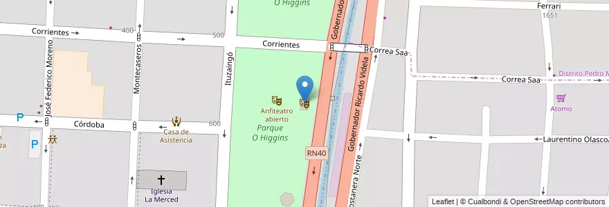 Mapa de ubicacion de Teatro Municipal Gabriela Mistral en アルゼンチン, チリ, メンドーサ州, Departamento Capital, Ciudad De Mendoza.
