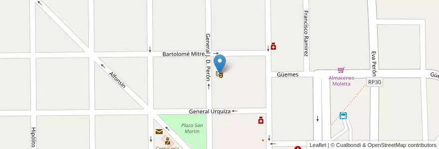 Mapa de ubicacion de Teatro Municipal "Jorge Alfredo Alasino" en アルゼンチン, エントレ・リオス州, Departamento Tala, Distrito Raíces Al Sur, Maciá.