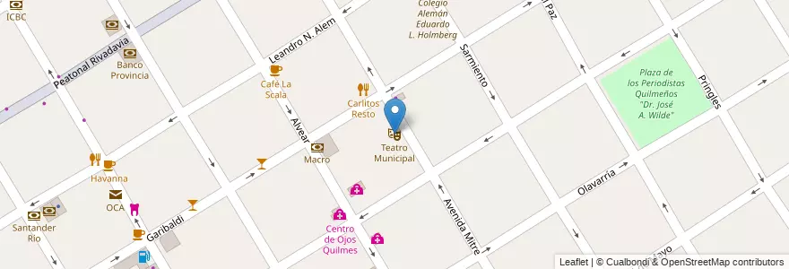 Mapa de ubicacion de Teatro Municipal en آرژانتین, استان بوئنوس آیرس, Partido De Quilmes, Quilmes.