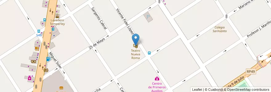 Mapa de ubicacion de Teatro Nueva Roma en Argentinien, Provinz Buenos Aires, Partido De Lomas De Zamora.
