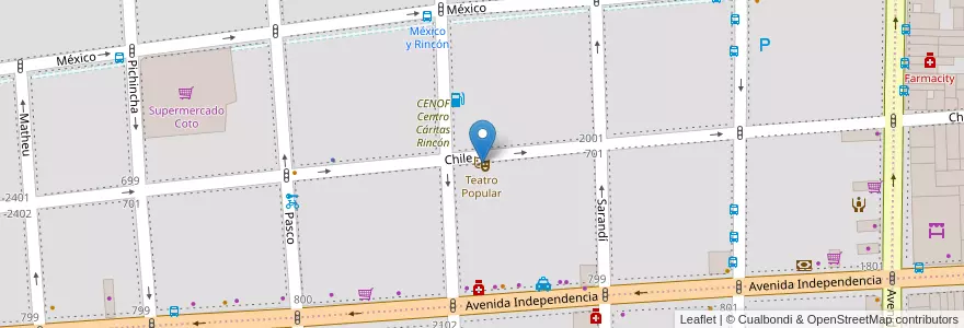 Mapa de ubicacion de Teatro Popular, Balvanera en Argentine, Ciudad Autónoma De Buenos Aires, Comuna 3, Buenos Aires.