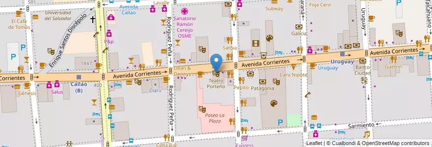 Mapa de ubicacion de Teatro Porteño, San Nicolas en Argentinië, Ciudad Autónoma De Buenos Aires, Comuna 1, Buenos Aires.