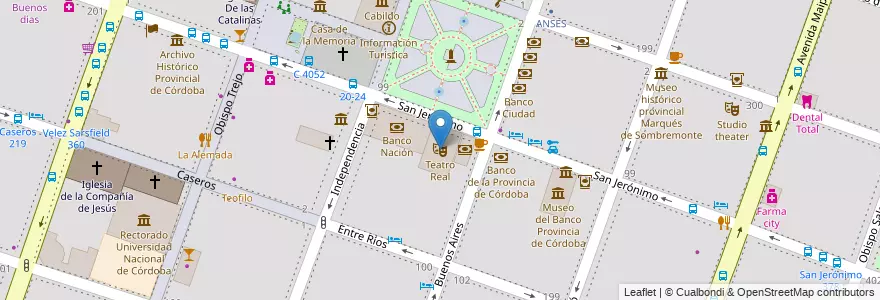 Mapa de ubicacion de Teatro Real en Argentina, Córdoba, Departamento Capital, Pedanía Capital, Cordoba, Municipio De Córdoba.