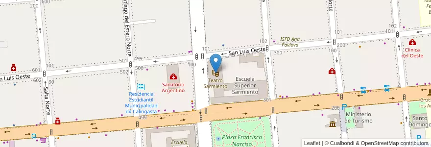 Mapa de ubicacion de Teatro Sarmiento en アルゼンチン, サンフアン州, チリ, Capital.