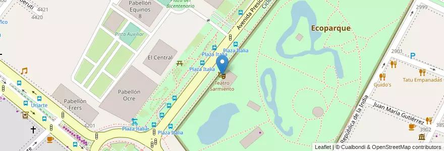 Mapa de ubicacion de Teatro Sarmiento, Palermo en Argentinië, Ciudad Autónoma De Buenos Aires, Buenos Aires, Comuna 14.