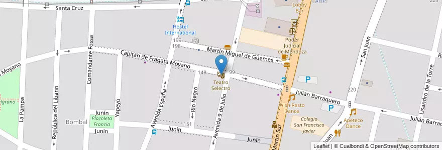 Mapa de ubicacion de Teatro Selectro en Argentina, Chile, Mendoza, Departamento Capital, Sección 2ª Barrio Cívico, Ciudad De Mendoza.