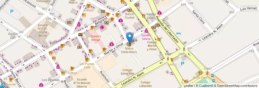 Mapa de ubicacion de Teatro Stella Maris en アルゼンチン, ブエノスアイレス州, Partido De San Isidro, San Isidro.