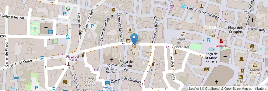 Mapa de ubicacion de Teatro Tali en Espanha, Comunidade Valenciana, València / Valencia, Comarca De València, València.