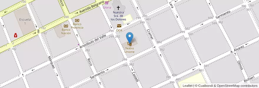 Mapa de ubicacion de Teatro Unione en Argentina, Buenos Aires, Partido De Dolores, Dolores.