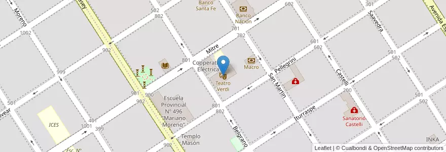 Mapa de ubicacion de Teatro Verdi en Argentina, Santa Fe, Departamento General López, Municipio De Venado Tuerto.