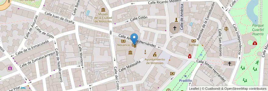 Mapa de ubicacion de Teatro Villa de Móstoles en إسبانيا, منطقة مدريد, منطقة مدريد, Área Metropolitana De Madrid Y Corredor Del Henares, موستولس.