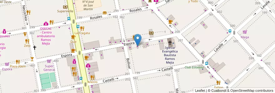 Mapa de ubicacion de Techno Store en 阿根廷, 布宜诺斯艾利斯省, Partido De La Matanza, Ramos Mejía.