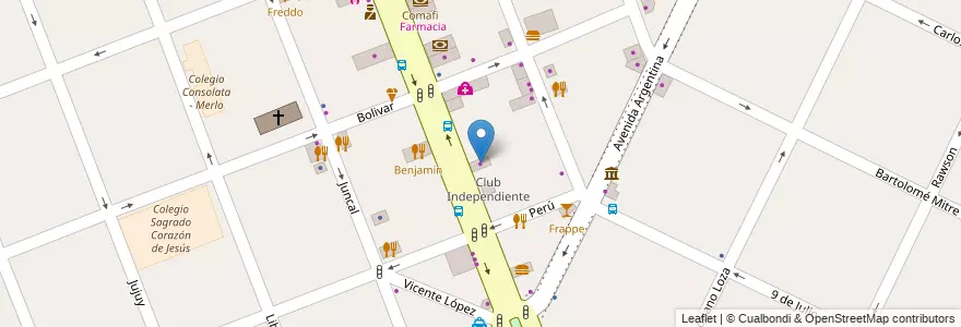 Mapa de ubicacion de Tecno Mix en Arjantin, Buenos Aires, Partido De Merlo, Merlo.