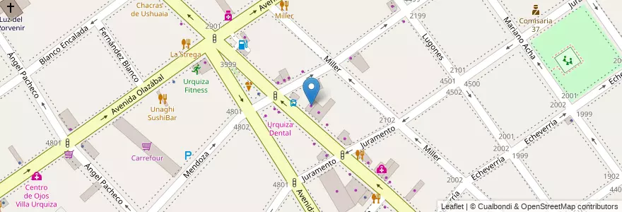 Mapa de ubicacion de Tecno Urquiza, Villa Urquiza en الأرجنتين, Ciudad Autónoma De Buenos Aires, Comuna 12, Buenos Aires.