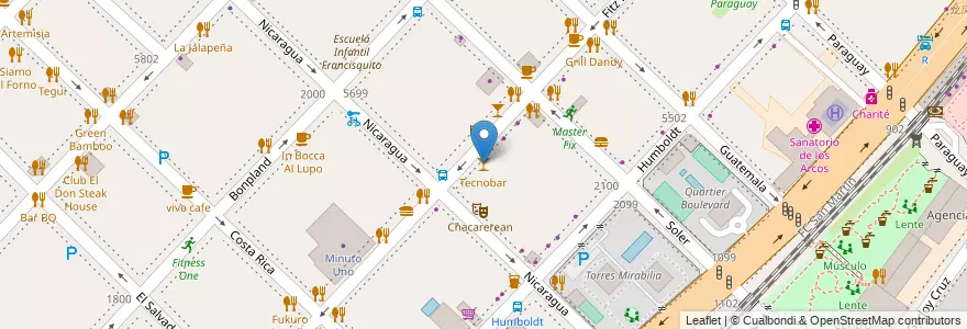 Mapa de ubicacion de Tecnobar, Palermo en アルゼンチン, Ciudad Autónoma De Buenos Aires, ブエノスアイレス, Comuna 14.