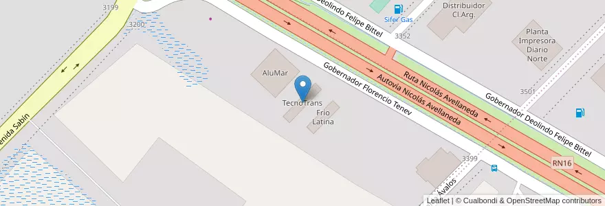 Mapa de ubicacion de TecnoTrans en 아르헨티나, Chaco, Departamento San Fernando, Resistencia, Resistencia.