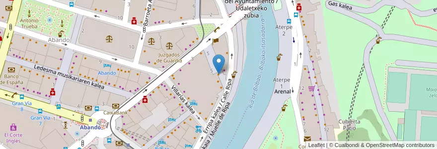 Mapa de ubicacion de Tegobi Bierhaus en Espagne, Pays Basque Autonome, Biscaye, Grand-Bilbao, Bilbao.
