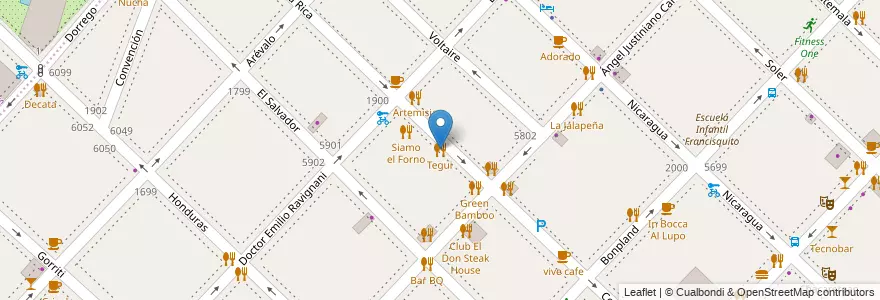 Mapa de ubicacion de Tegui, Palermo en Argentinië, Ciudad Autónoma De Buenos Aires, Buenos Aires.