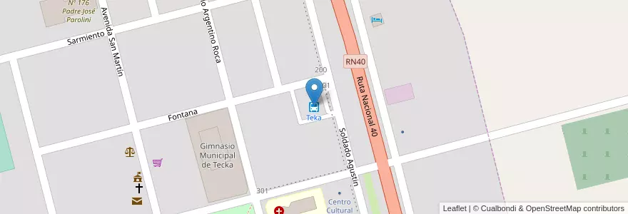 Mapa de ubicacion de Teka en Arjantin, Şili, Chubut, Departamento Languiñeo, Tecka.