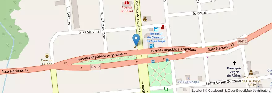Mapa de ubicacion de Telecentro Garuhape en Argentine, Misiones, Departamento Libertador General San Martín, Municipio De Garuhapé.