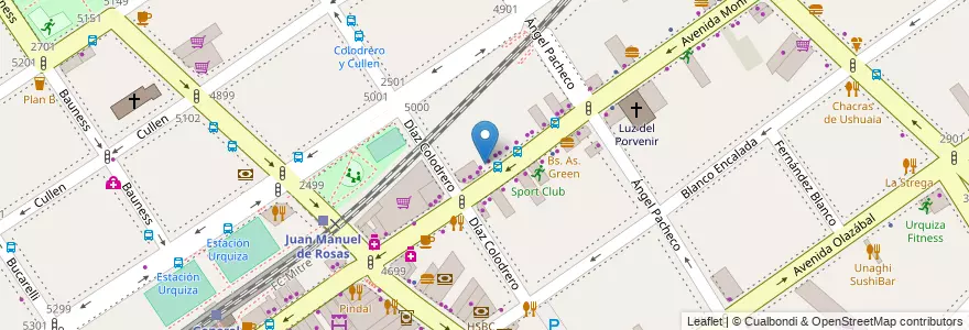 Mapa de ubicacion de Telecentro Pacheco, Villa Urquiza en 阿根廷, Ciudad Autónoma De Buenos Aires, Comuna 12, 布宜诺斯艾利斯.