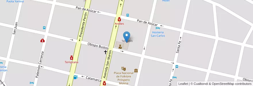 Mapa de ubicacion de Telecom en Argentine, Córdoba, Departamento Punilla, Pedanía Rosario, Municipio De Cosquín, Cosquín.