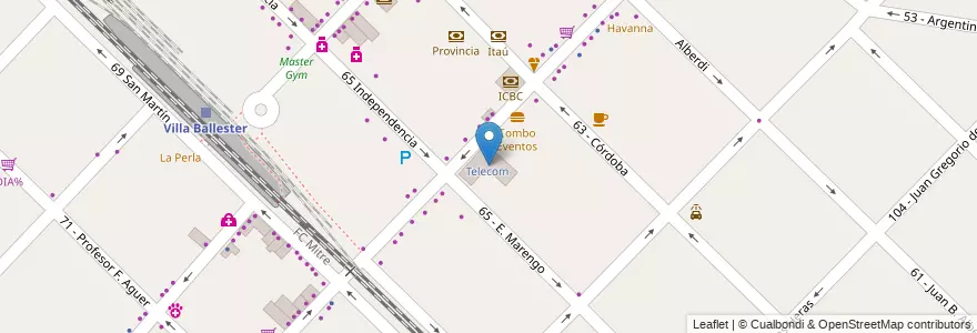 Mapa de ubicacion de Telecom en الأرجنتين, بوينس آيرس, Partido De General San Martín, Villa Ballester.