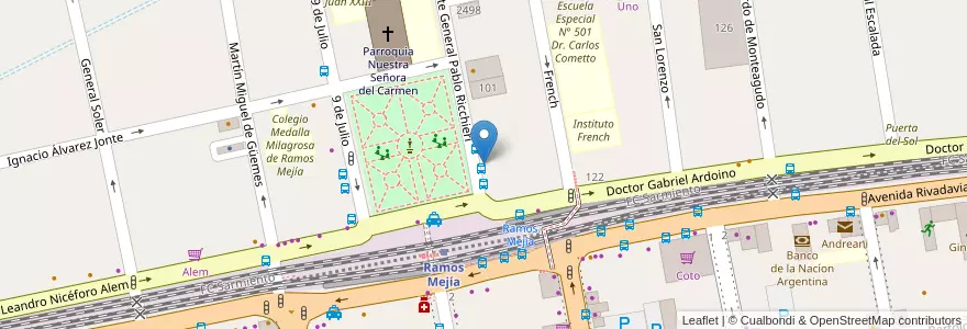Mapa de ubicacion de Telecom en アルゼンチン, ブエノスアイレス州, Partido De La Matanza, Ramos Mejía.