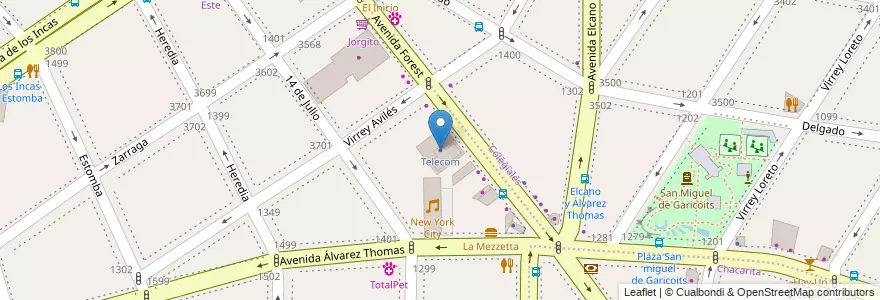 Mapa de ubicacion de Telecom, Villa Ortuzar en 阿根廷, Ciudad Autónoma De Buenos Aires, 布宜诺斯艾利斯, Comuna 15.