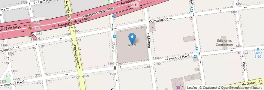 Mapa de ubicacion de Telefé, San Cristobal en Arjantin, Ciudad Autónoma De Buenos Aires, Comuna 3, Buenos Aires.