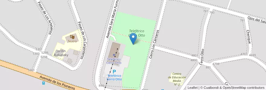 Mapa de ubicacion de Teleférico Cerro Otto en آرژانتین, شیلی, استان ریو نگرو، آرژانتین, Departamento Bariloche, Municipio De San Carlos De Bariloche, San Carlos De Bariloche.