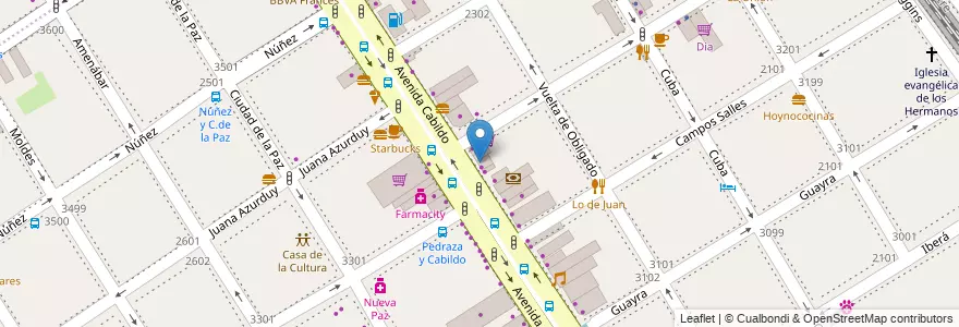 Mapa de ubicacion de Telefonía Cabildo, Nuñez en الأرجنتين, Ciudad Autónoma De Buenos Aires, Buenos Aires, Comuna 13.