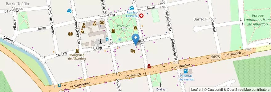 Mapa de ubicacion de Telefónica de la Plaza en Arjantin, San Juan, Şili, Albardón.