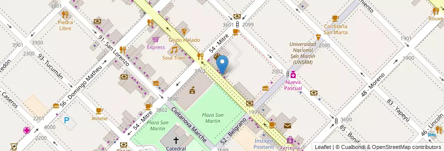 Mapa de ubicacion de Telefonica Locutorio en アルゼンチン, ブエノスアイレス州, Partido De General San Martín, General San Martín, Villa Lynch.