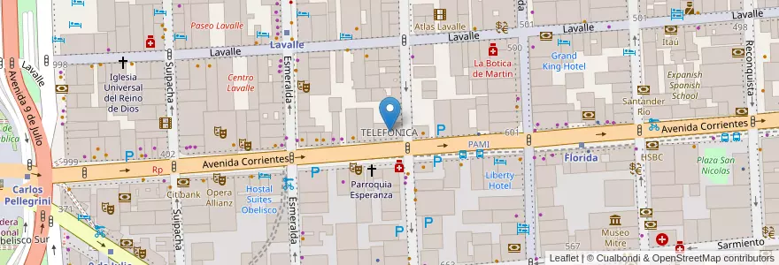 Mapa de ubicacion de TELEFONICA, San Nicolas en Аргентина, Буэнос-Айрес, Comuna 1, Буэнос-Айрес.
