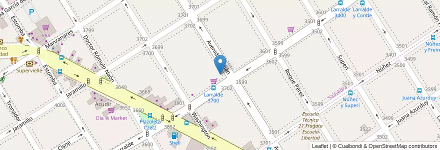 Mapa de ubicacion de Telemed, Saavedra en 아르헨티나, Ciudad Autónoma De Buenos Aires, Comuna 12, 부에노스아이레스.